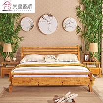  All solid wood bed creative bed and breakfast bed 1 8 meters Cypress net red cradle bed Wedding bed Simple modern Nordic furniture