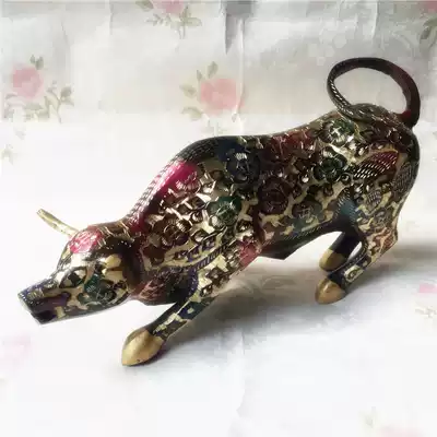 Colorful Wall Street Wang stock copper bull ornaments Pakistani bronze handicrafts Living room office decorations