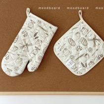 moodboard rice white printed insulation gloves table mat pan mat microwave oven anti-scalding kitchen baking