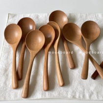 moodboard Beech soup spoon Japanese home solid wood healthy high grade mixing spoon raw wood color