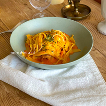 moodboard do old bean green sesame glaze matte retro Japanese ceramic salad pasta household soup plate