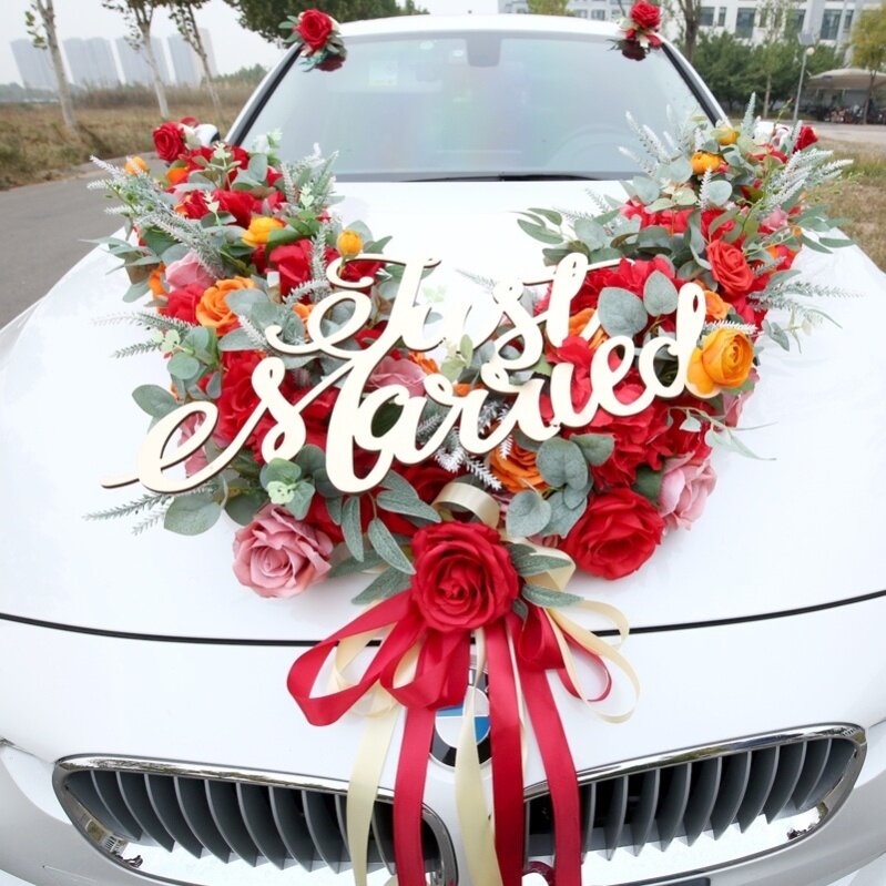 Wedding Gift car Alphabet Decoration Car Material Flowers Ring Word Cards Eurostyle Themed License Plate Lovehead Fancy Car Decorated Cards