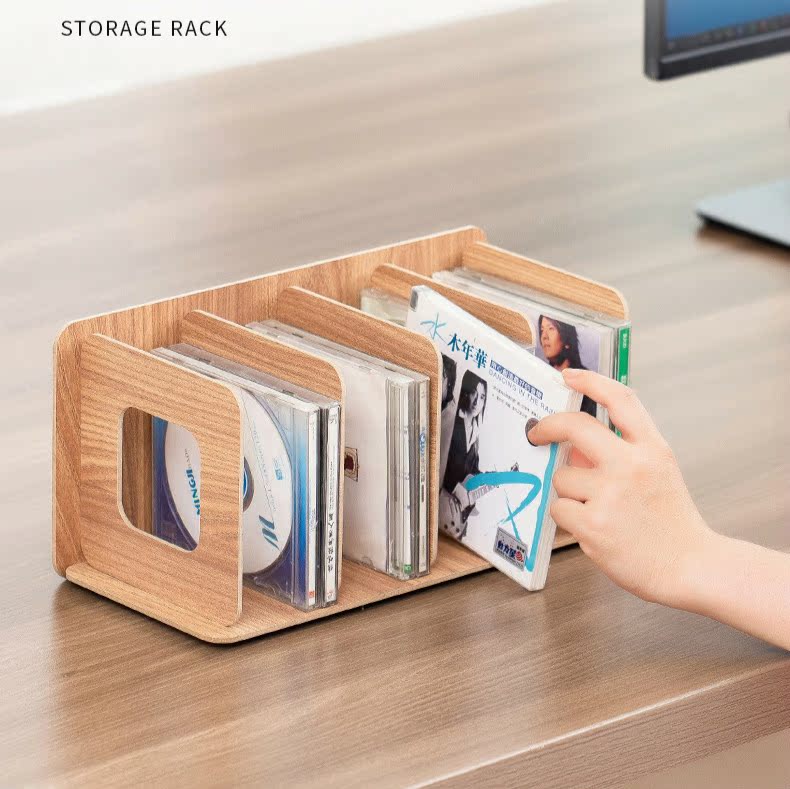CD storage rack wooden DVD disc storage shelf record album display stand disc collection box DVD sorting box