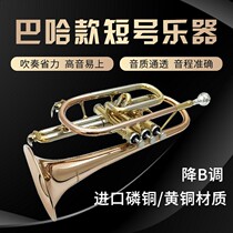Bajas flat B- toned phosphorus copper short trigger crochet trumpet instrument brass instrument imported material professional performance