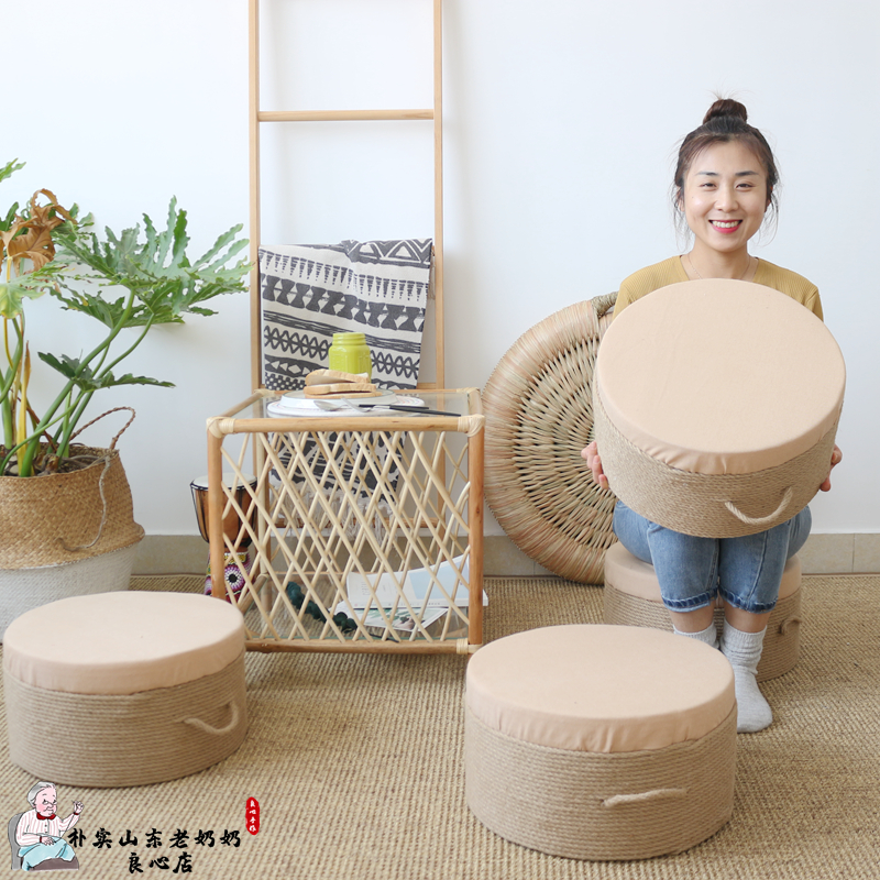 Chinese wind minimalist about non-grass woven bushel cushion cloth art hemp rope seat pier tatami balcony floating window cushion tea room Minamie