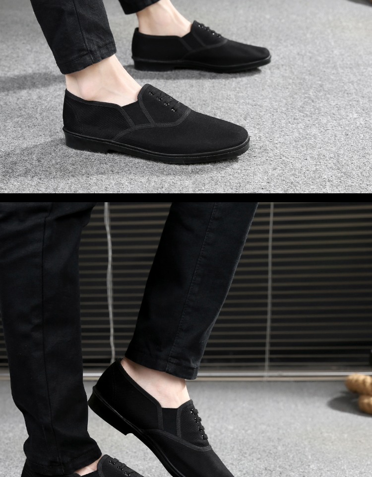 Giày vải nam cũ Bắc Kinh làm việc khách sạn tất cả các màu đen non-slip giải trí một chân mùa xuân và mùa hè giải phóng thấp để giúp giày vải nam giày sneaker nam chính hãng