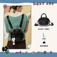 Ретро черный+кулон белого кота