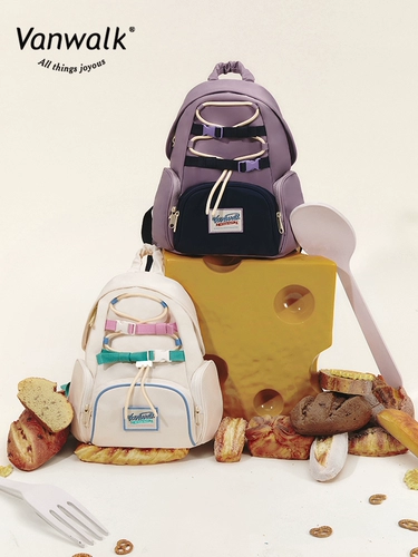 Vanwalk xiawu Чай домашнее американское ретро -девочка младшая средняя школа школьная школьная сумка милый пикник для пикника рюкзак