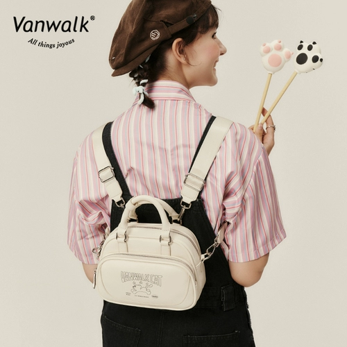 Vanwalk Lazy Cat Self -сделайте ретро -девчонку колледж милая маленькая рука -голая сумка Бостон Сумка