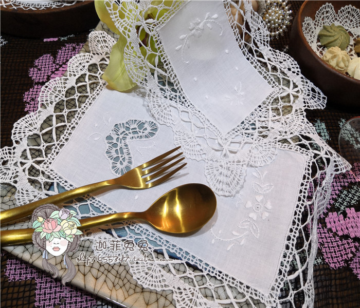 Delicate Artisanal Foreign Trade Export British Original Single Hand Grab Lace Stick Hand Embroidered Cup Mat Vase Mat DIY Multipurpose