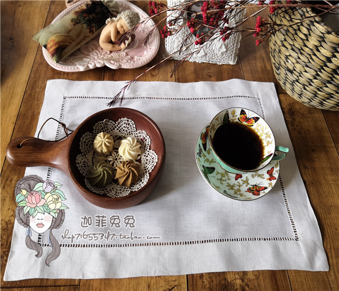 Ex-gratia @ Foreign trade Export UK original single white linen smoked dining mat