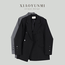 Xiaoyunmi 2022 Black Original Design Gold Thread Spring and Autumn Suit Jacket Loose Casual Suit Top