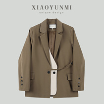 Xiao Yunmi deconstructs and splits fake two-piece suit jacket womens chic design sense niche non-ironing silhouette suit