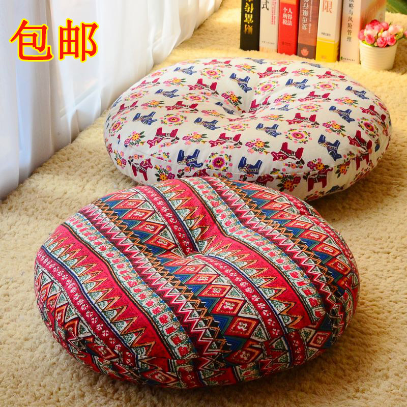 Thickened round cushion cotton and linen futon bay window mat tatami fat mat fabric worship mat teahouse yoga mat