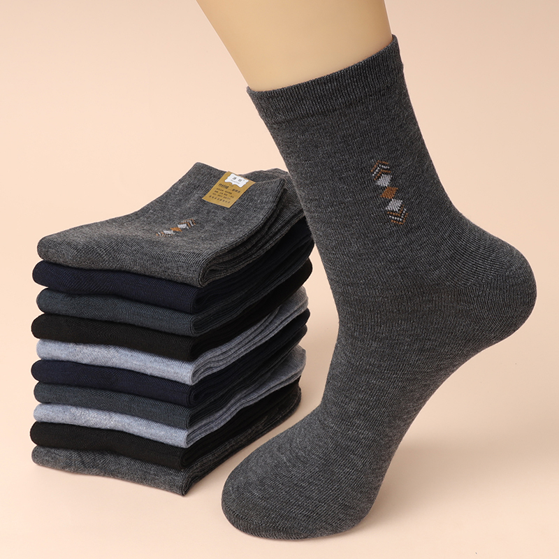 5-10 Pairs of Labor Protection Socks for Men, Wear-Resistant Men's Socks, Men's Work Socks for Construction Sites, Durable and Long-Lasting Mid-Calf Socks, Black