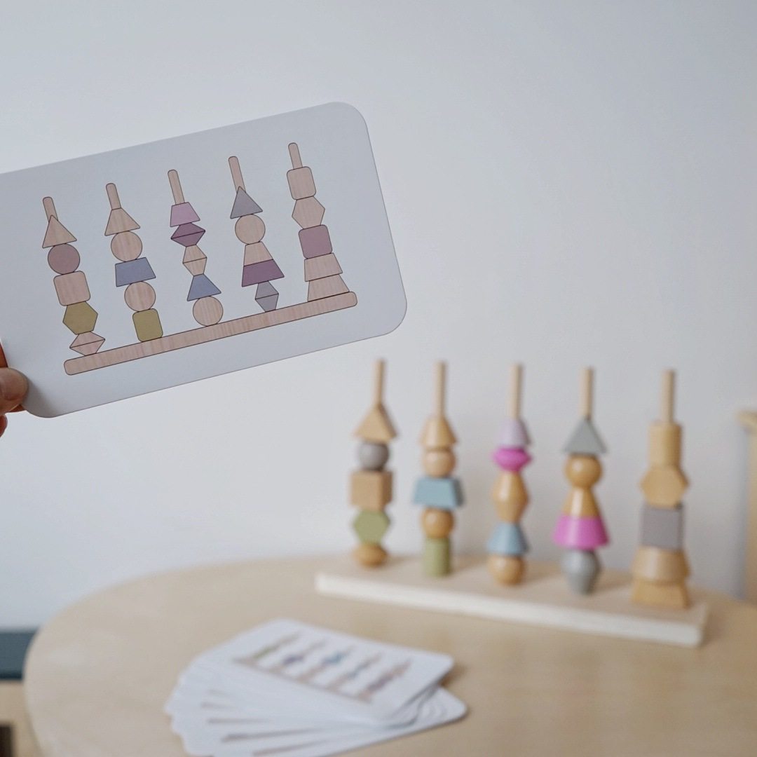 Montessori 3D Geometry Beaded Pairing Pillar Educational Toy