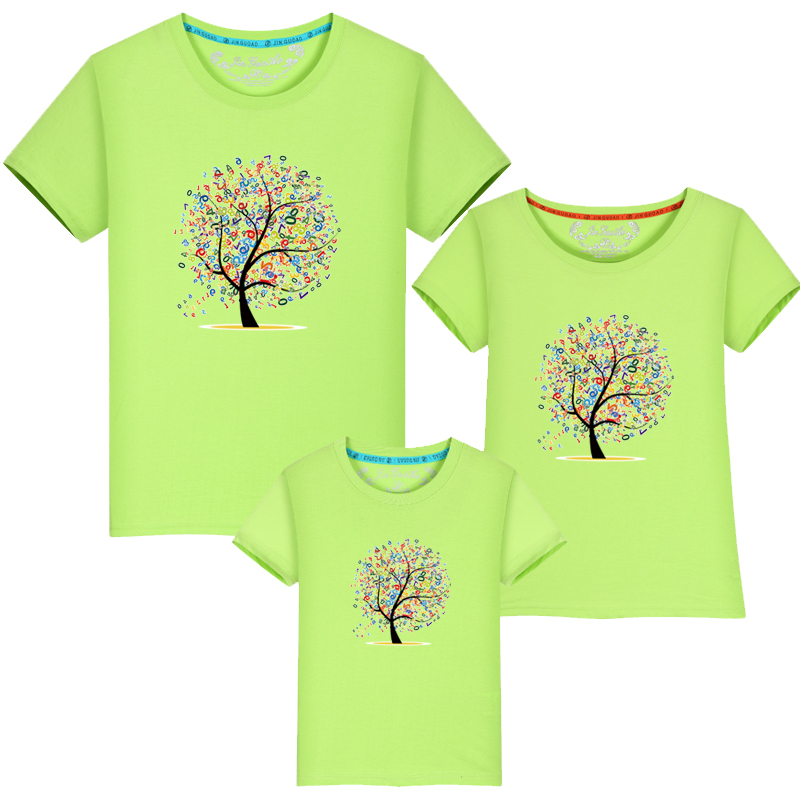 Quần áo bố mẹ cho bé hè 2018 gia đình mới ba gia đình vừa vặn mùa hè áo thun cotton ngắn tay dài cho gia đình quan ao tre em