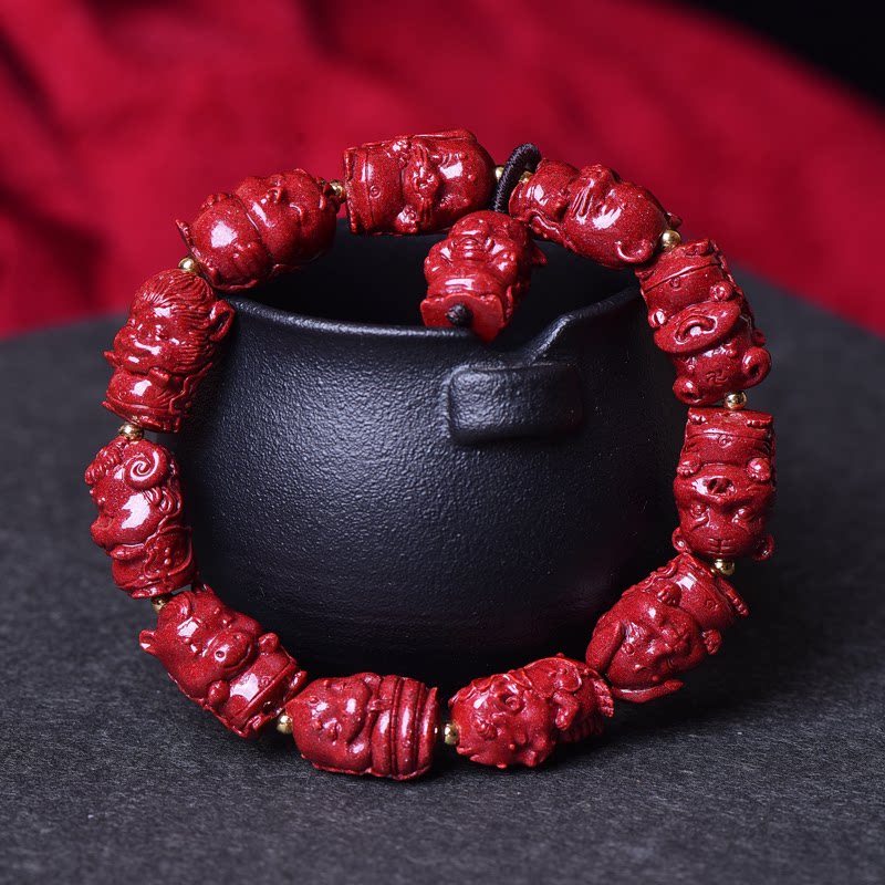 Natural ore cinnabar bracelet female Hello purple gold sand bracelet Zodiac bracelet cartoon cinnabar bracelet