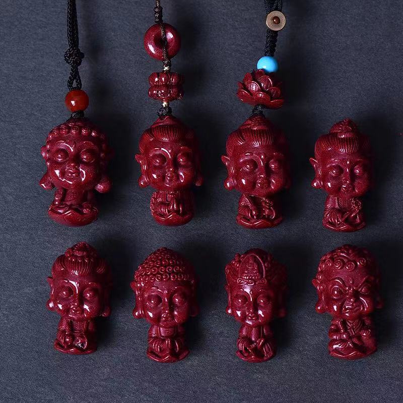 Natural Raw Mine Purple Gold Sand Red Sand Duozodiac Zodiac Eight Life Buddha Patron Saint God Solid Necklace Mobile Phone Key Buckle