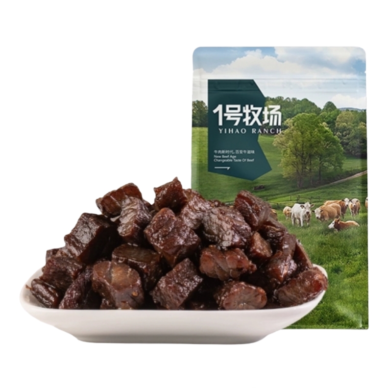 1号牧场手撕牛肉内蒙古风干牛肉干正宗草原特产健身零食250g散称
