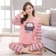 Bộ đồ ngủ nữ cotton dài tay phù hợp với bộ đồ đậu đỏ mùa hè cotton nhà mùa xuân và mùa thu Hàn Quốc phiên bản lớn của dịch vụ nhà nữ thời trang nữ