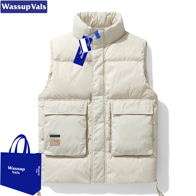 Wassup Vals Stand-Up Collar White Duck down Vest Men's Autumn and Winter New Trendy Brand Fashion Large Size Vest