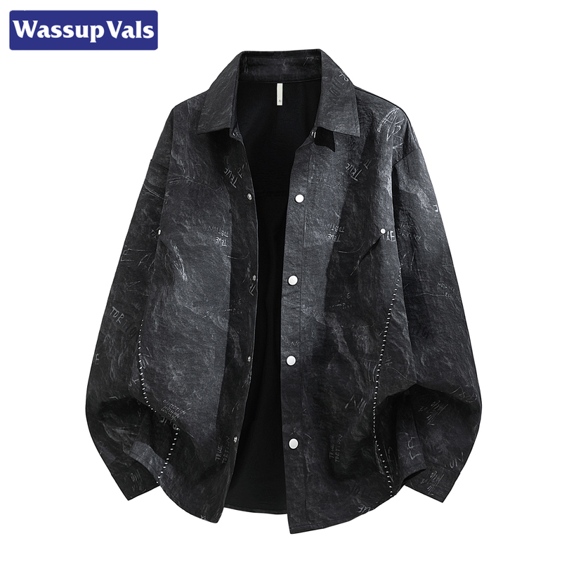 Wassup Vals American Trendy Brand Tie-Dye Shirt Men's Autum New Loose Large Size Long-Sleeved Jacket