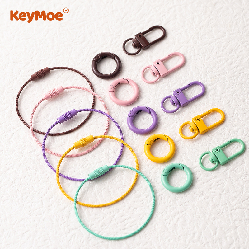 Dopamine-Colored Spring Ring Door Buckle Metal Wire Ring Hanging Doll Plush Toy Keychain