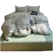 ins pure cotton washed cotton quilt cover single piece cotton quilt cover 150x200x230 student dormitory single three-piece set