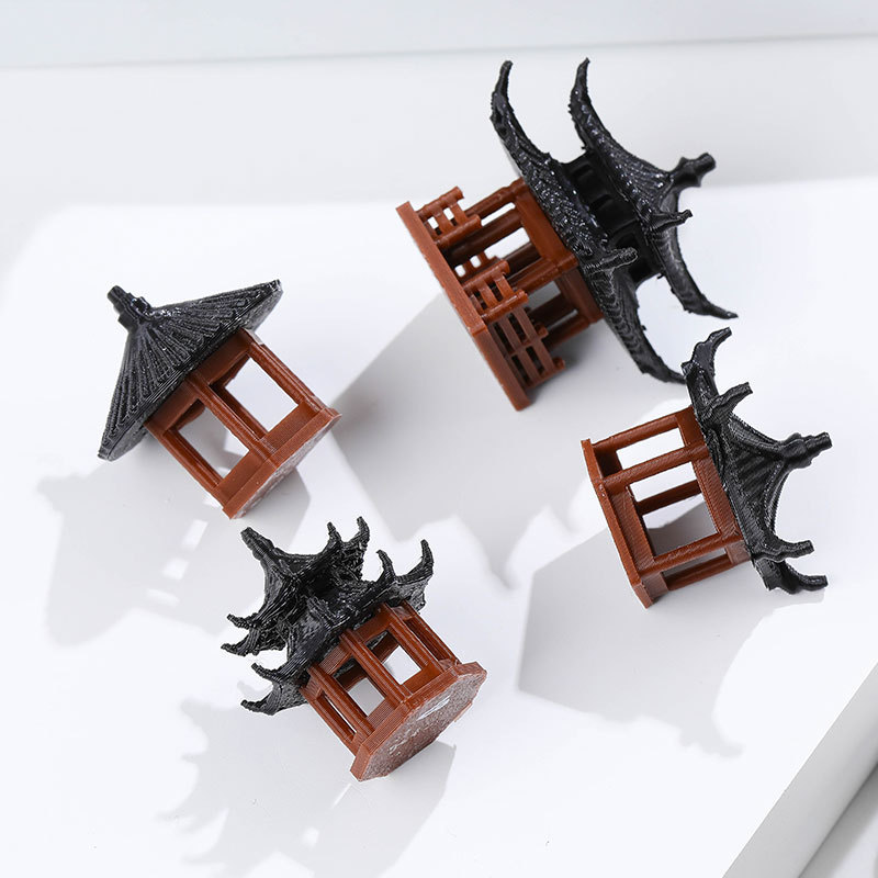 Chinese-Style Pavilions, Towers, and Courtyards, 3.5cm High Small Pavilion Ornaments, Micro-Landscape Decorations, Ancient-Style Architectural Models Chinese-Style Pavilions, Towers, and Courtyards, 3.5cm High Small Pavilion Ornaments, Micro-Landscape Decorations, Ancient-Style Architectural Models