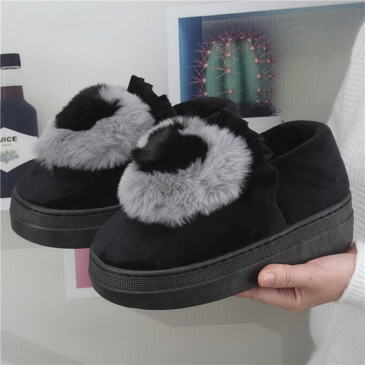 Dép cotton nữ toàn diện với giày cotton trong nhà đế dày cộng với dép nhung ấm áp mùa đông mang giày cao gót yêu không trơn dép sục nữ