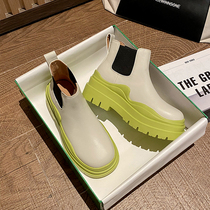  hwbv leather cigarette holder Martin boots womens thick-soled inner heightening motorcycle boots 2021 autumn Chelsea short-tube boots women