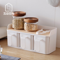 Kitchen seasoning box seasoning tank Oil pot combination set glass salt tank household plastic seasoning bottle storage box