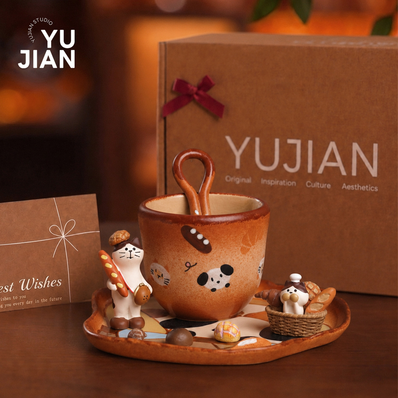 [Birthday Gift] Yujian Original Handmade Coffee Cup Jingdezhen Ceramic Cup Women's Mug Gift Box