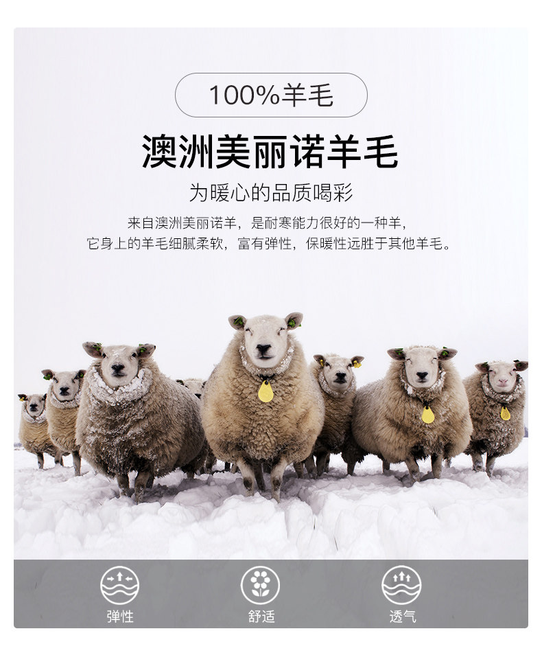高梵 女士圆领羊毛衫 100%美利奴羊毛 图4