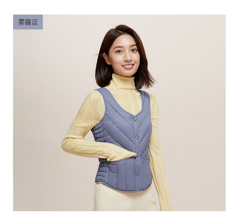 高梵 女士 90白鸭绒 时尚轻薄羽绒马甲 图11