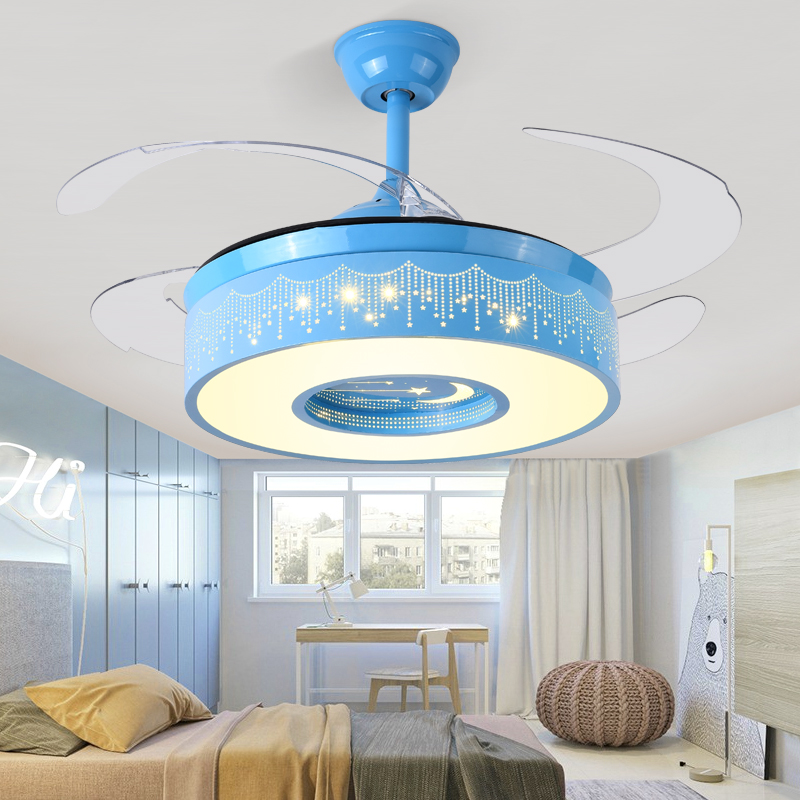 Children's Ceiling Fan Light Invisible Fan Light Restaurant Light Modern Simple Fan Bedroom Cartoon Children's Light Fan Chandelier