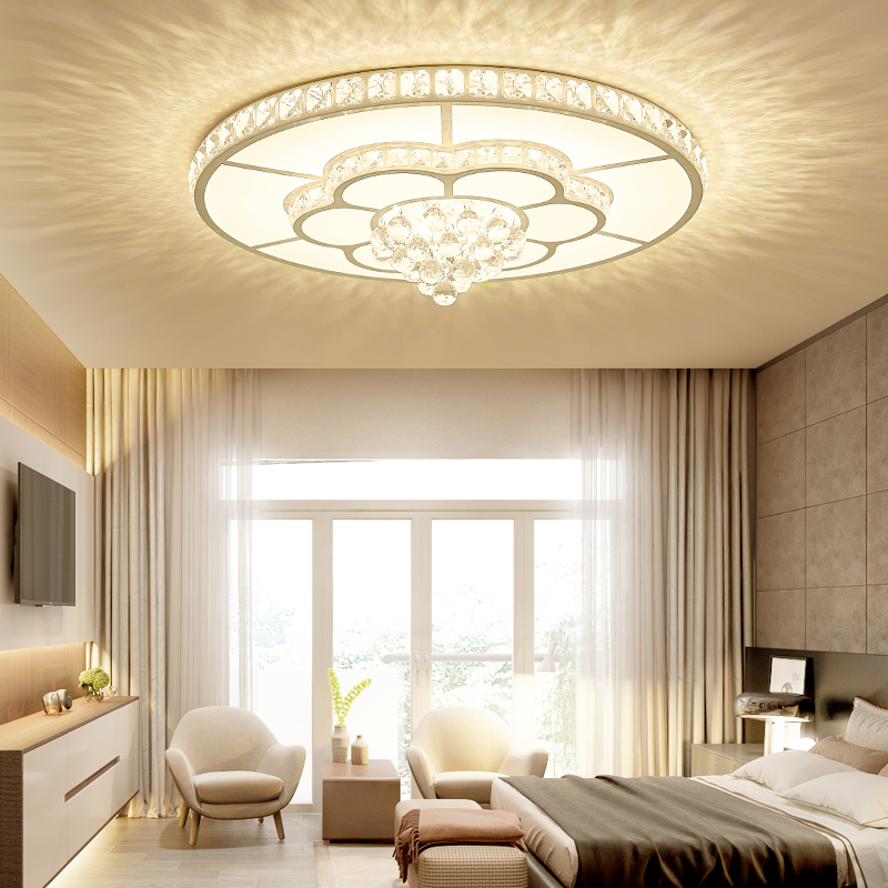 2021 New Crystal Light Crystal Light Lights Circular Circular Ceiling Light Simply Modern Household Bedroom Restaurant Light