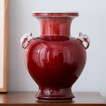 Handmade original mine Jingdezhen High-end Vase Swing in the living room Flower Arrangement Groom Red Porcelain Pomegranate Revered Boutique Vases Red