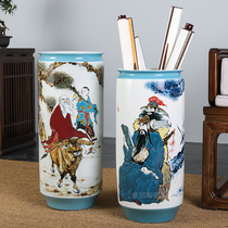 Jingdezhen Ceramic Ware Hand-painted Figure Scroll Cylinder Painting And Calligraphy Cylinder Guan Plumes home Decorative Flower Arranging Instrumental big swing piece