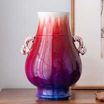 Handmade Original mine Jingdezhen High-end Vase Swing in the Living Room Flower Arrangement Groom Red Porcelain New Chinese Boutique Vase Red