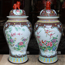 Jingdezhen Ceramist Hand-painted Pink Mellanzhu Flowers Birds General Jars Home Living Room Genguan Decorations Hem