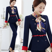 Hotel Work Suit Woman Big Code Army Drum Career Suit Flight Attendant Uniformed Hotel Front Office Cashier Waitress Work Clothes