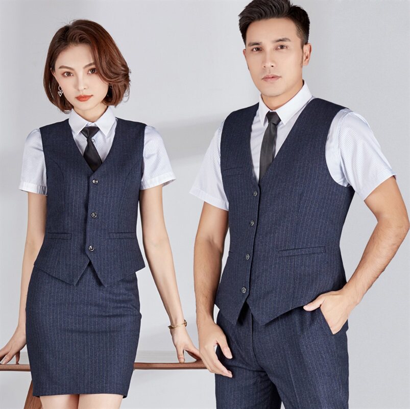 Men's and women's tooling vest suit summer and autumn KTV hotel bar catering bank front desk professional wear overalls uniform
