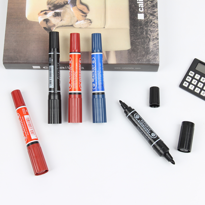 Double headlong note pen oily note pen black double head coarse pen Singular Pen Round Head