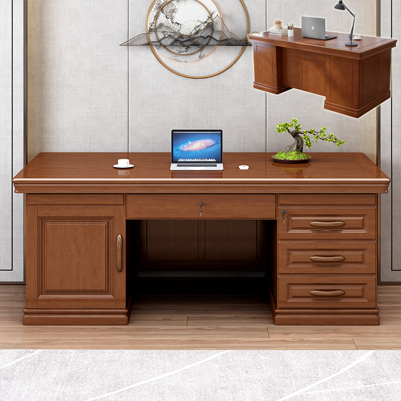 Solid wood Chinese desk 1 8 meters desk boss table and chair combination executive desk 1 4 with drawer computer desktop table