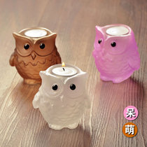 mxmade Creative European Owl Glass Candle Light Dinner Home Hotel KTV Atmosphere Decor Ornament