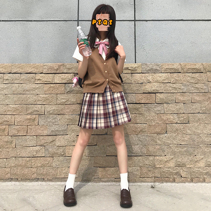 (Tokyo years old)Original genuine grid skirt JK red bean taro mud Japanese soft sister college style skirt