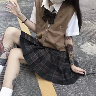(Tokyo year old) original JK Japanese cute brown sweater vest loose lazy style top