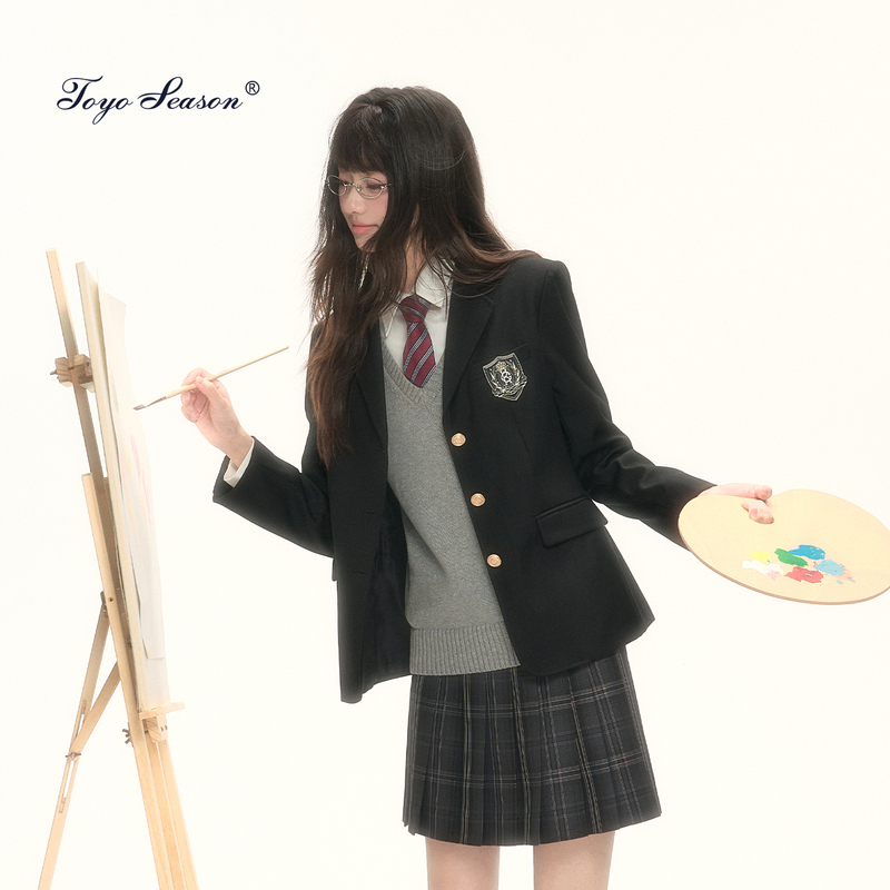 Tokyo Seasonal Diary Jk Suit Black Slim Fit Long Sleeve Suit College Style Petite Uniform Jacket Autumn Outfit Tokyo Seasonal Diary Jk Suit Black Slim Fit Long Sleeve Suit College Style Petite Uniform Jacket Autumn Outfit